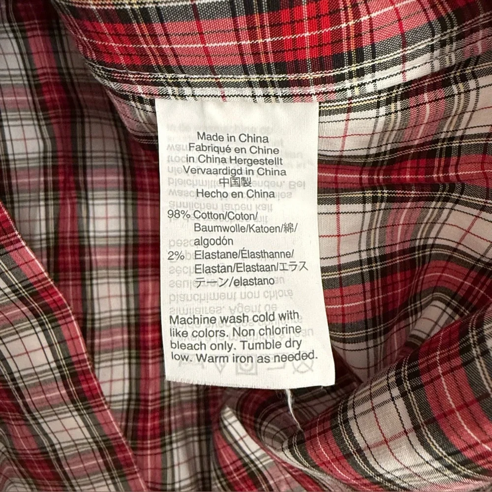 J.‎ Crew Men's Red and White Plaid Shirt Size Medium Button Down